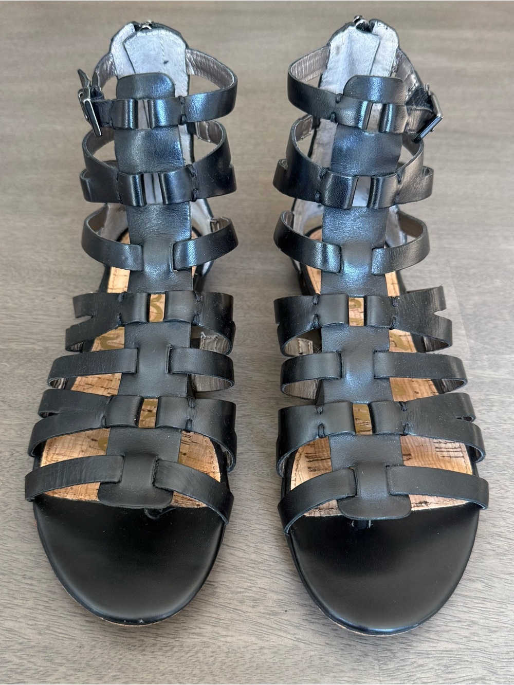 Sam Edelman Black Leather Strappy Gladiator Sandals - Women's Size 8